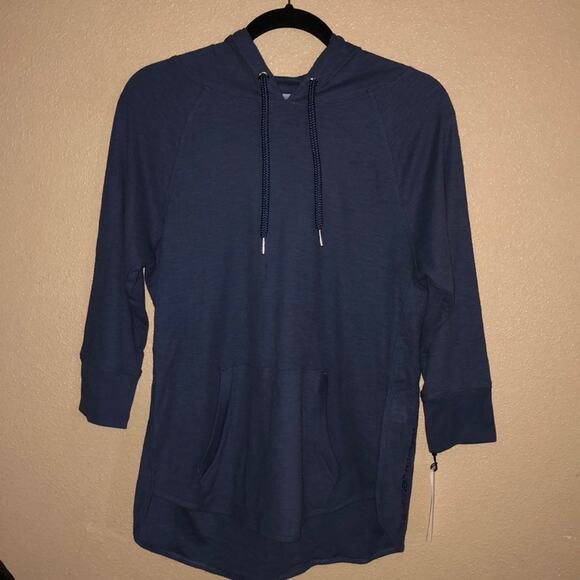Calvin Klein Sporty Athletic Baddie Preppy Performance Dusty Blue Hoodie - Picture 1 of 12